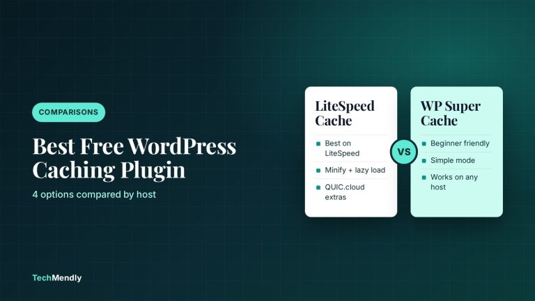 Cover image comparing LiteSpeed Cache and WP Super Cache for the best free WordPress caching plugin