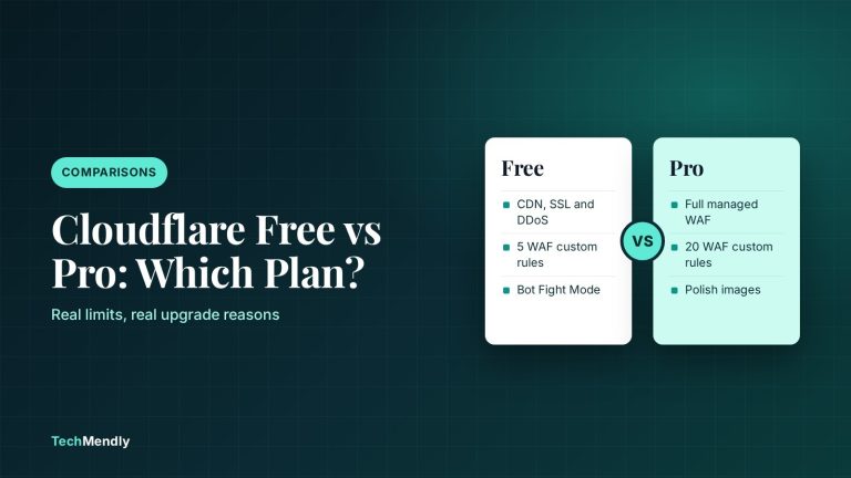 Cloudflare free vs Pro comparison cover showing free plan features against Pro plan upgrades