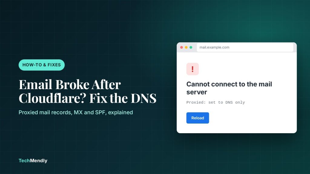 Fixing email not working after switching to Cloudflare by setting the mail DNS record to DNS only