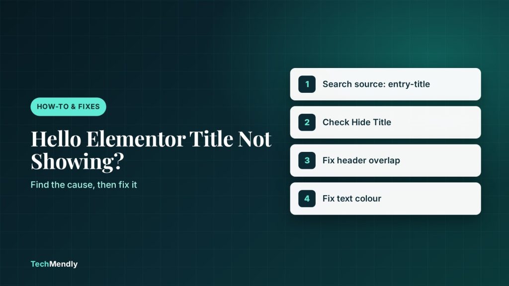Hello Elementor page title not showing: cover with four fix steps