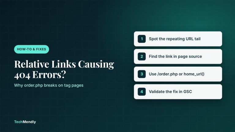 Guide cover showing the steps to fix relative links causing 404 errors in WordPress